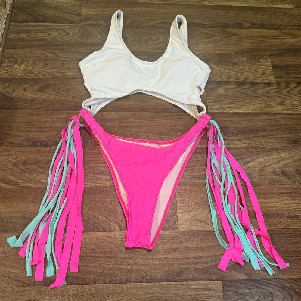 FN Pink Fringe One Piece Swimsuit